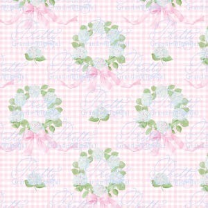 Preppy hydrangea seamless pattern, preppy pattern, Grandmillennial hydrangea pattern, seamless print, print for children&#39;s clothing