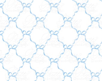Ribbons pattern, seamless pattern, bow pattern, seamless pattern trellis, painted seamless pattern, grandmillennial pattern shop, bows