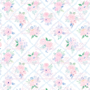 Grandmillennial Blumen Ribbonerie Trellis Frühling Muster, Block-Print Muster, nahtlose Muster Shop, adrette Muster, Printshop
