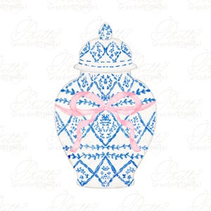Ginger jar clipart, chinoiserie vase, chinoiserie ginger jar, chinoiserie clipart, grandmillennial clipart, bow clipart, ginger jars