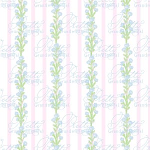 Preppy blue flowers pattern, grandmillennial floral pattern, seamless pattern, stripes pattern, commercial use pattern, blue floral pattern
