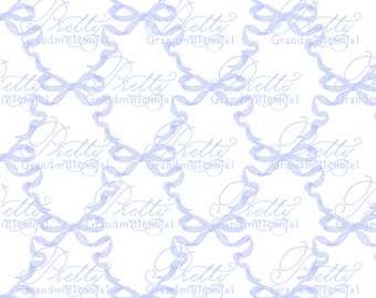 Ribbons trellis pattern, seamless pattern, bow pattern, seamless pattern blue bows, bows seamless pattern, grandmillennial pattern shop