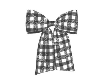 Black Buffalo Plaid Gingham Bow clipart, buffalo plaid bow, bow clipart, gingham buffalo plaid bow, ribbon clipart, grandmillennial clipart