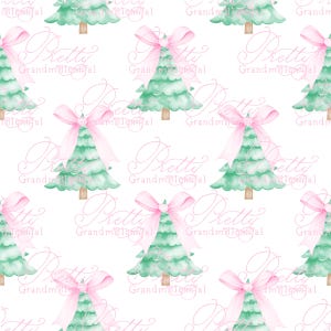 Christmas tree pattern, Grandmillennial Christmas pattern, Christmas tree pattern, seamless pattern print, pastel Christmas print