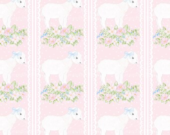 Lamb Bows & Flowers Pattern, spring lamb pattern, watercolor lamb pattern, spring lambs clipart, grandmillennial, commercial use