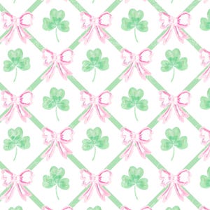 Patrón del Día de San Patricio, patrón sin costuras grandmillennial, patrón de trébol de 4 hojas, patrón costero, arte sureño, patrón de acuarela, enrejado