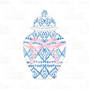 Ginger jar clipart, chinoiserie vase, chinoiserie ginger jar, chinoiserie clipart, grandmillennial clipart, bow clipart, ginger jars