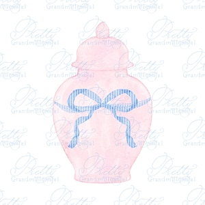 Ginger jar clipart, ginger jar vase, chinoiserie ginger jar, chinoiserie clipart, grandmillennial clipart, bow clipart, ginger jars