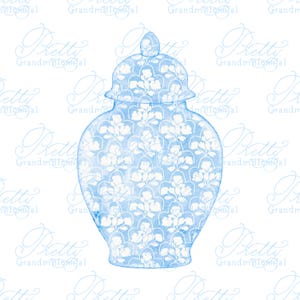 Ginger jar clipart, ginger jar vase, chinoiserie ginger jar, chinoiserie clipart, grandmillennial clipart, bow clipart, ginger jars