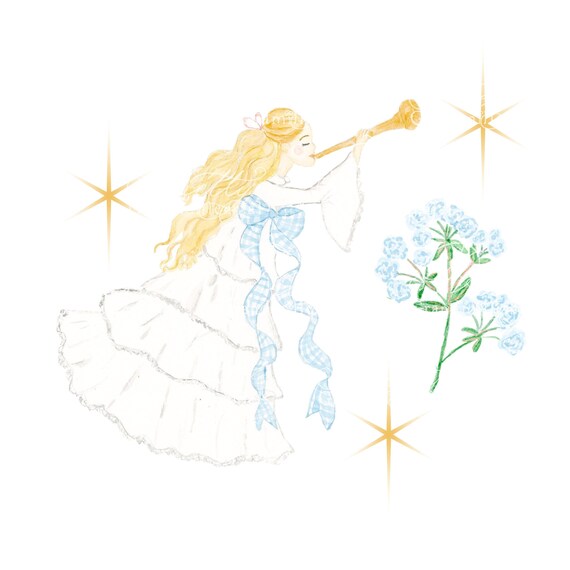 Watercolor Noel Christmas Angel Stars, watercolor noel angel clipart, noel stars clipart, Christmas watercolor clipart, grandmillennial