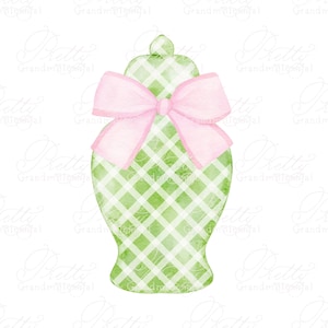 Ginger jar clipart, ginger jar vase, chinoiserie ginger jar, chinoiserie clipart, grandmillennial clipart, bow clipart, ginger jars