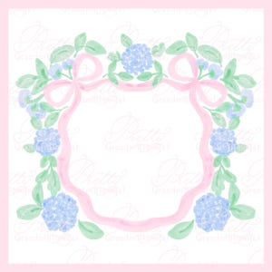 Watercolor ribbon bow crest, wedding crest, watercolor crest, double bow crest, grandmillennial crest, nursery crest, crest clipart