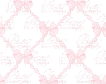 Ribbons trellis pattern, seamless pattern, bow pattern, seamless pattern flowers, bows seamless pattern, grandmillennial pattern shop, bows
