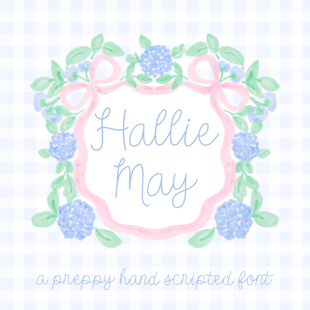 Preppy Script Font, Hand Lettered, Script Font, Commercial Use Font ...