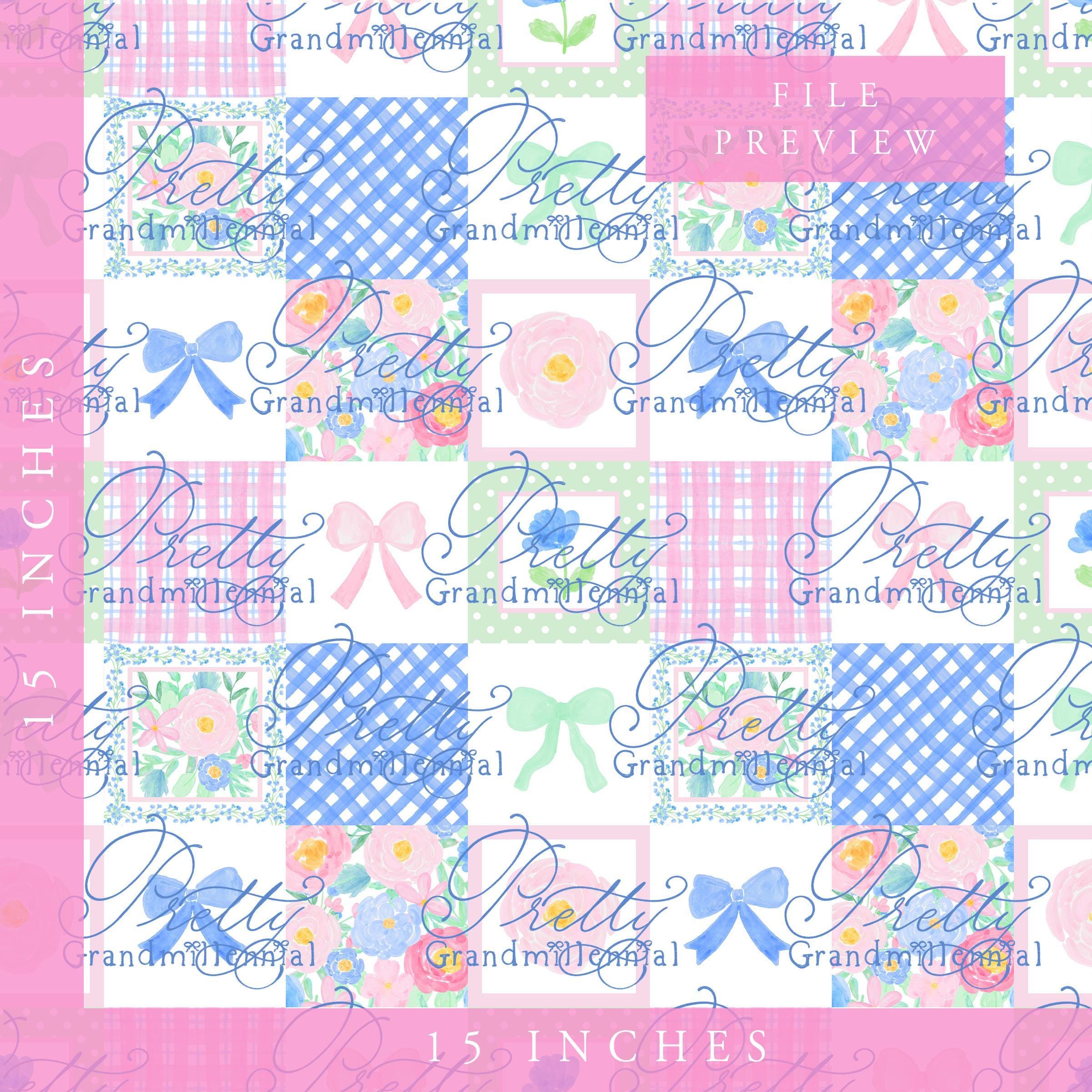Preppy Pattern, Block Tile Pattern, Floral Pattern, Grandmillennial ...