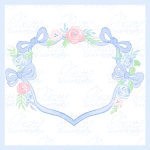 Watercolor Double Gingham Bow Crest, wedding crest, watercolor crest, double bow crest, grandmillennial crest, nursery crest, crest clipart