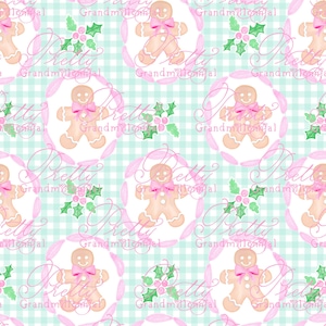 Grandmillennial ginger bread man, gingerbread man pattern, grandmillennial pattern, Christmas patterns, commercial use