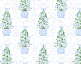 Christmas tree seamless pattern, Grandmillennial Christmas, Christmas patterns, seamless pattern shop, watercolor patterns, commercial use