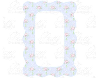 Scalloped frame clipart, bow ribbon frame clipart, grandmillennial clipart, ribbon frame clipart, 5x7 frame clipart, ribbon bows clipart
