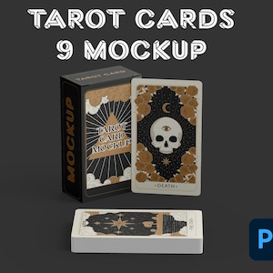 9 Tarotkarten Mockups, Photoshop Mockup, Tarotkarten Mockup Display, druckbare Tarotkarten, digitales Tarot, Spielkarten Mockup