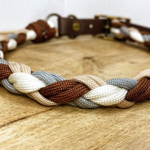 Paracord Dog Collar, Custom Size ‘Snowy Mountains’ Brown Beige White