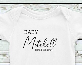 Personalised Pregnancy Announcement Baby Vest, Bodysuit, Handmade, Gender Reveal Idea, Thoughtful Baby Shower Gift