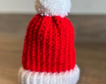 Handmade Baby Santa Hat | Loom Knitted Baby Hat | Christmas Hat | Xmas | Baby Winter Hat | Woollen Hat | Size newborn 0-3 months
