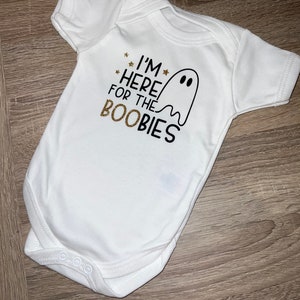 Halloween Baby Vest | Funny Halloween Themed | Halloween Costume | I’m Here for the Boobies Ghost