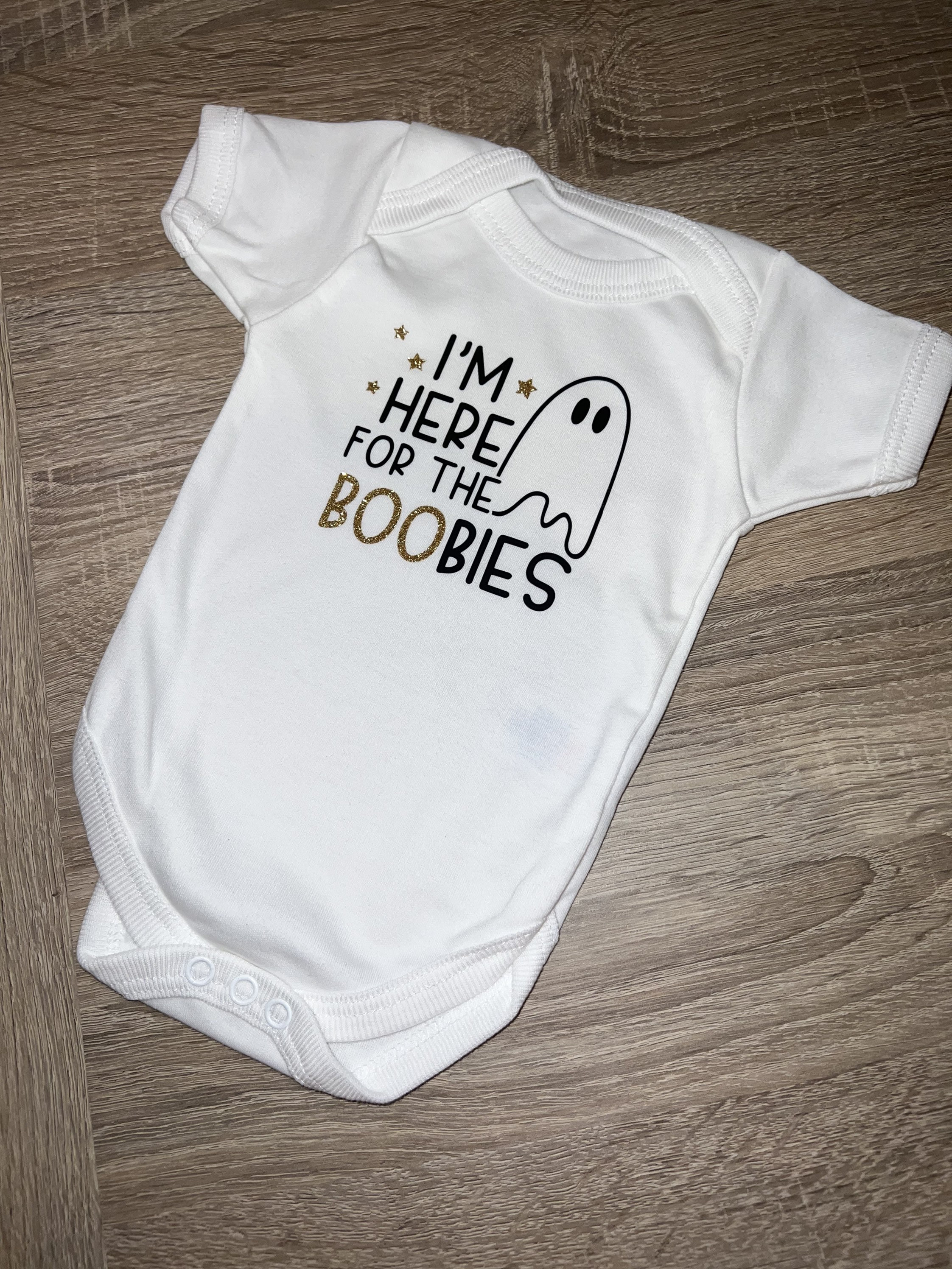 Halloween Baby Vest | Funny Halloween Themed | Halloween Costume | I’m Here for the Boobies Ghost