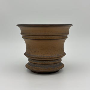 7 inch W* 5.75 inch H | Bronze Heirloom Handmade Ceramic Planter | Antique Bronze-Toned Houseplant Pot with Drainage | Succulent Pottery