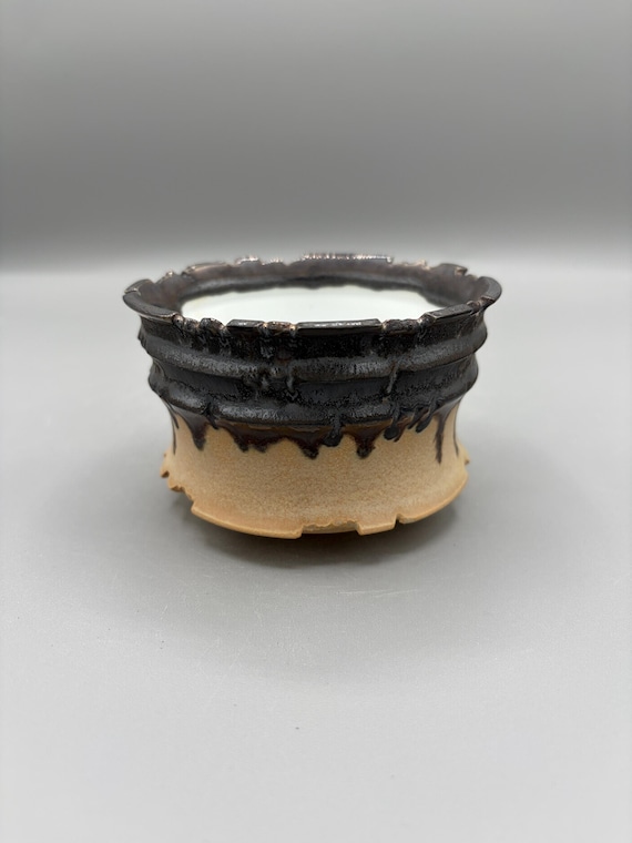 4 inch W* 2.5 inch H/Obsidian Drip Citadel Planter/ Handmade Ceramic Pot/ Premium Caudex Planter/ Artistic Houseplant Pot/ Succulent Planter