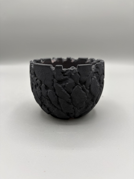 3.5 inch W* 2.5 inch H/ / Matte Black Glaze/ High Quality Handmade Ceramic Planter/ Obsidian Rift Series/ Succulent Pottery/ Caudex Planter