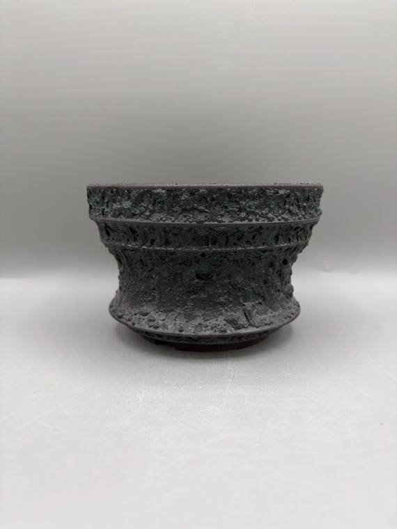 5.25 inch W* 3.5 inch H/ Crater planter/Volcanic Spiral/Basalt Vessel/ Lunar Crater Pot/ Terra Void Collection/Caudex/High Quality Handmade