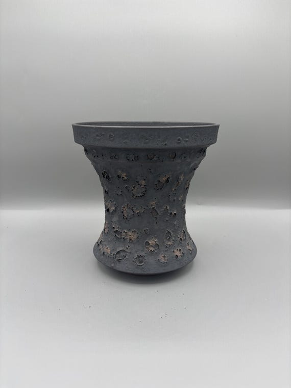 Handmade Black Ceramic Succulent Pot: Textured Planter (5.5x5.75 inch)