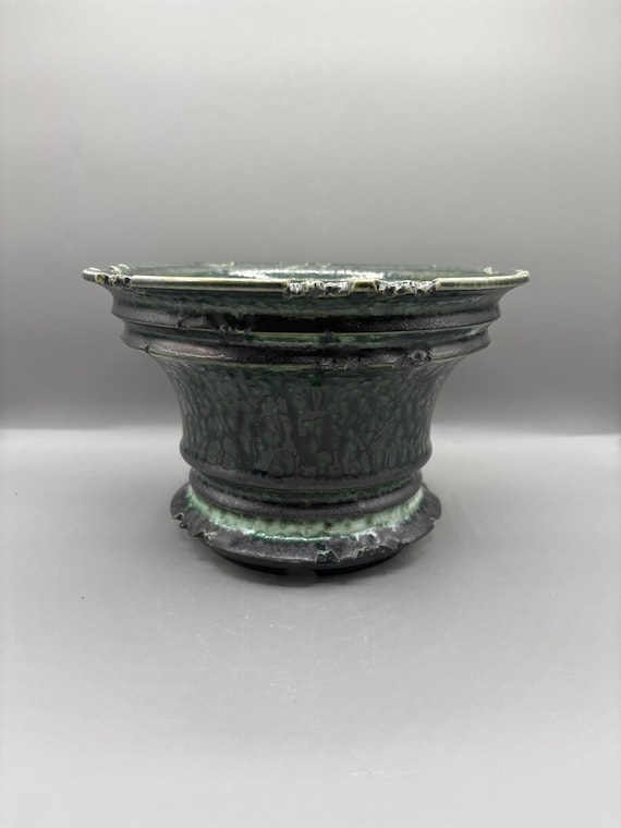 8.5 inch W* 5.5 inch H/ High quality handmade ceramic pottery/Succulent Pot/Handmade Pot/Caudex Pot/Ceramic Pot/Planter/Black Pot