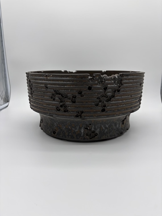 15.5 inch W* 7.75 inch H High Quality Handmand Pottery/ Black Pottery/Caudex Planter/Collector Pot/Caudiciform Planter