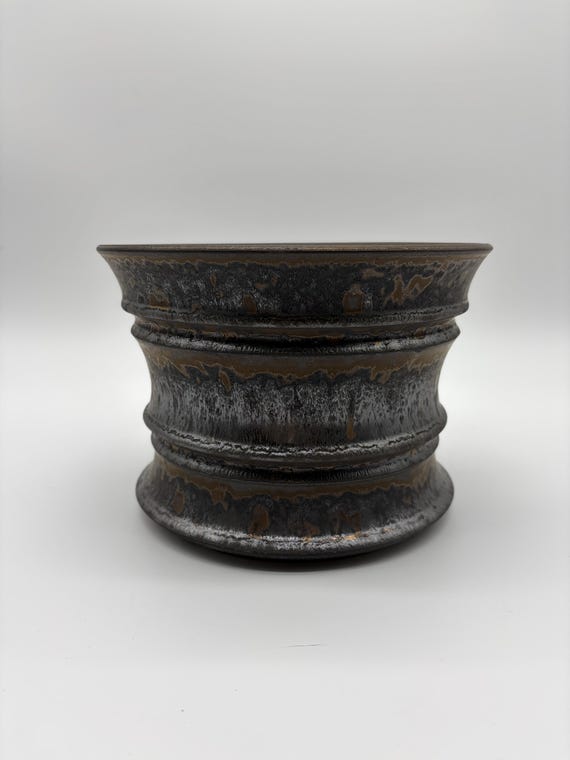 9 inch W* 6.5 inch H/ Gunmetal Reactive Glaze planter/ Metallic Luster pottery/ High Quality Handmand Pottery/ Caudiciform Planter