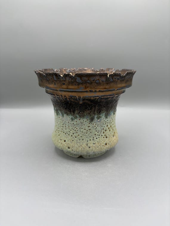 5.75 inch W* 5 inch H/ High Quality Handmade Ceramic Pottery/Volcanic Seafoam/ Frozen Seafoam Planter/ Moonfoam Planter/ Lava Foam Planter