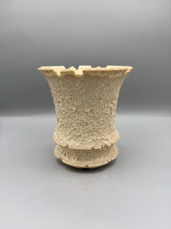 5.25 inch W* 5.75 inch H/ High Quality Handmade Ceramic Pottery/ Ivory Moonfoam Series/ Crater Bubbles Planter/ Succulent Planter/Caudex Pot