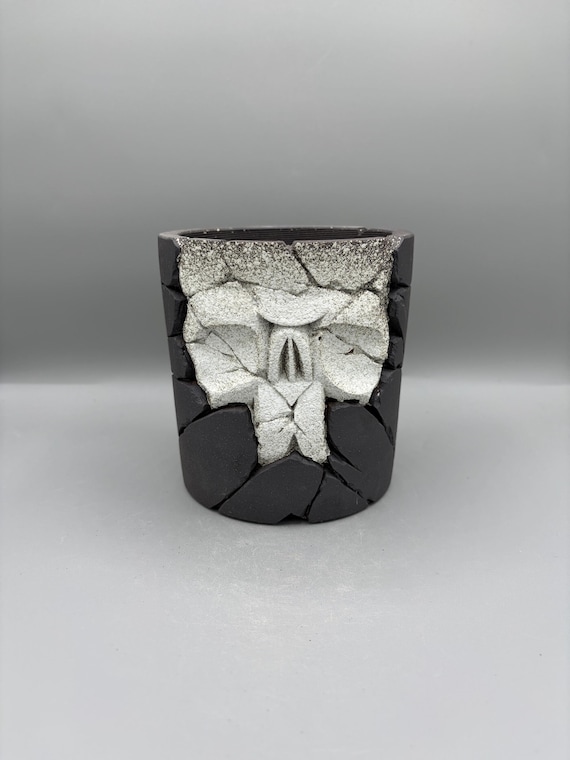 5 inch W* 5.5 inch H/ Buried Relic Skull Planter/ High Quality Handmade Ceramic Pot/Gothic Succulent Planter/ Caudex Pot/Halloween Plant Pot