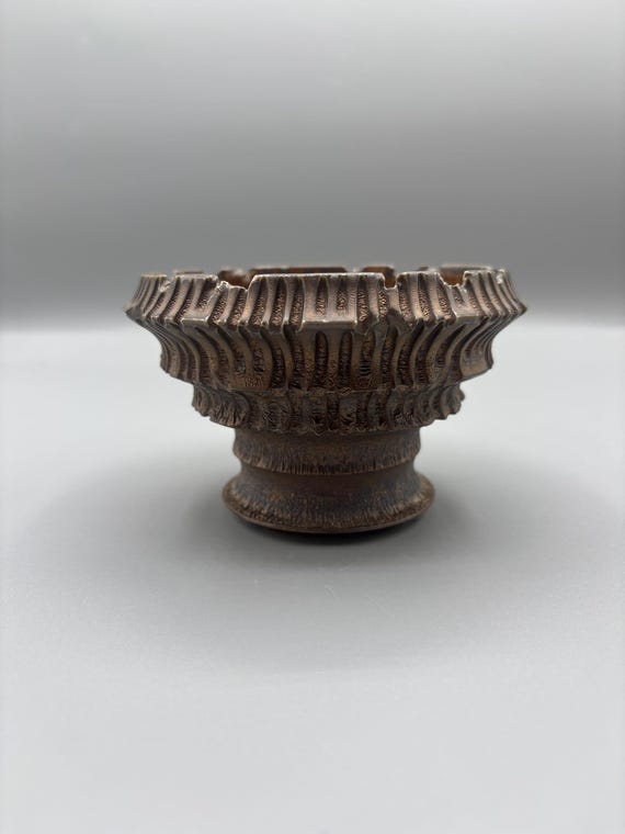 Handmade Ceramic Succulent Planter: Textured Black Caudex Pot