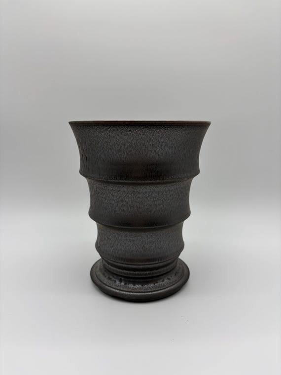 7.5 inch W* 9.25 inch H/ Gunmetal Reactive Glaze planter/ Metallic Luster pottery/ High Quality Handmand Pottery/ Caudiciform Planter