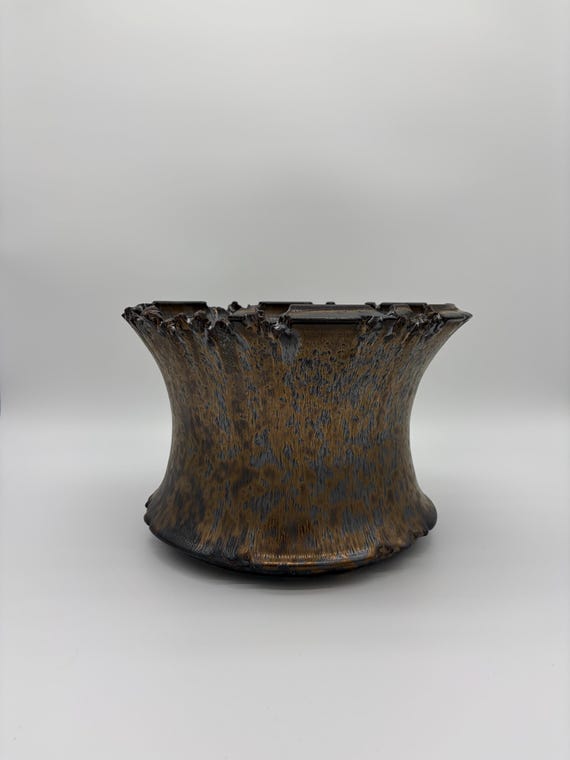 12 inch W* 8.5 inch H/ High quality handmade ceramic pottery/Succulent Pot/Handmade Pot/Caudex Pot/Ceramic Pot/Planter/Black Pot