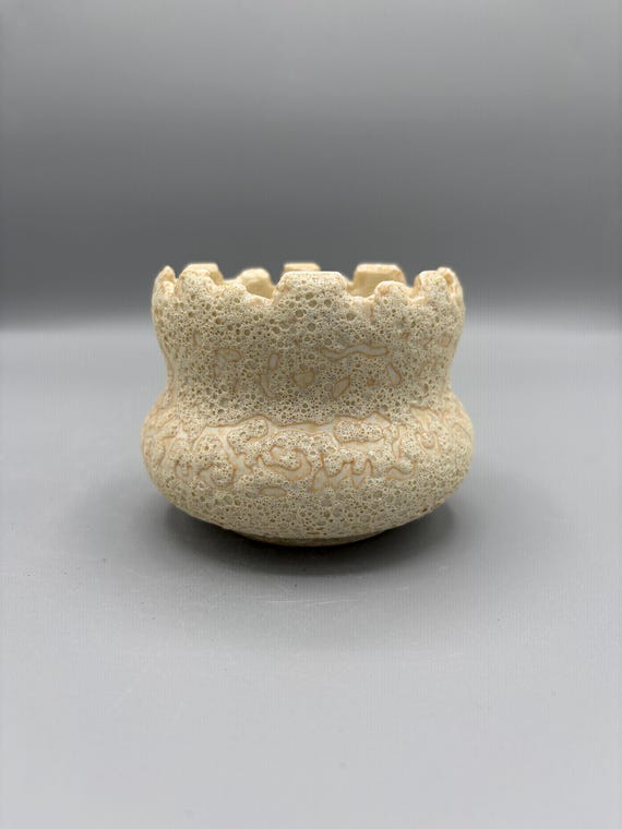 3.25 inch W* 3 inch H/ High Quality Handmade Ceramic Pottery/ Ivory Moonfoam Series/ Crater Bubbles Planter/ Succulent Planter/ Caudex Pot