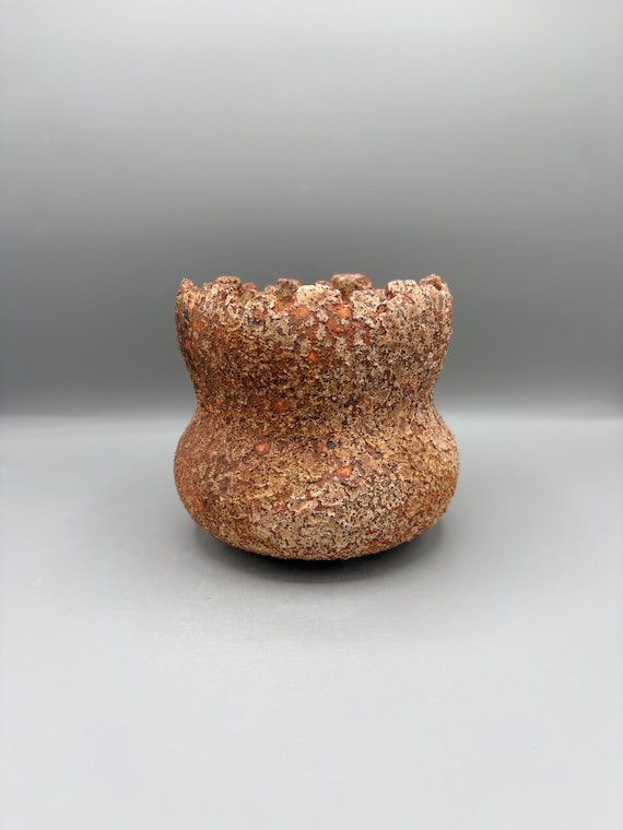 4.75 inch W* 5 inch H | Desert Relic Handmade Ceramic Planter | Rustic Textured Pot in Sand & Rust Tones | Succulent, Cactus |Caudex Planter
