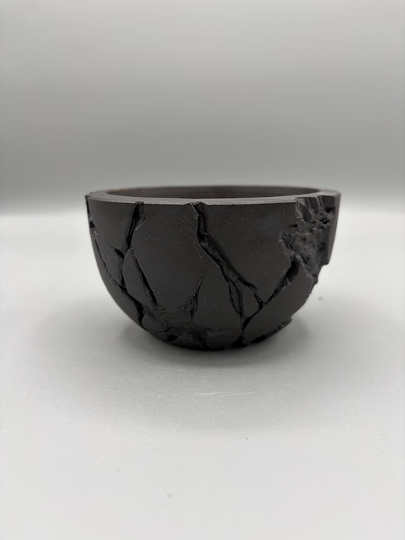 4 inch W* 2.5 inch H/ Matte Black Glaze/ High Quality Handmade Ceramic Planter/ Obsidian Rift Series/ Succulent Pottery/ Caudex Planter