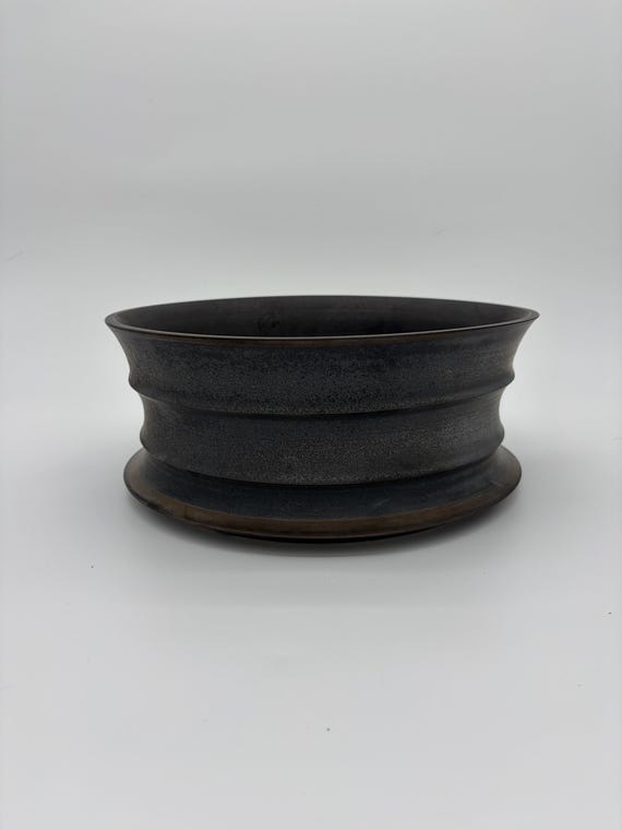 12 inch W* 5 inch H/ High quality handmade ceramic pottery/Succulent Pot/Handmade Pot/Caudex Pot/Ceramic Pot/Planter/Black Pot