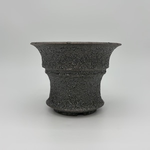 7.5 inch W* 5.75 inch H | Volcanic Chalice Handmade Ceramic Planter | Charcoal Lava Texture Pot with Drainage for Cactus and Succulents