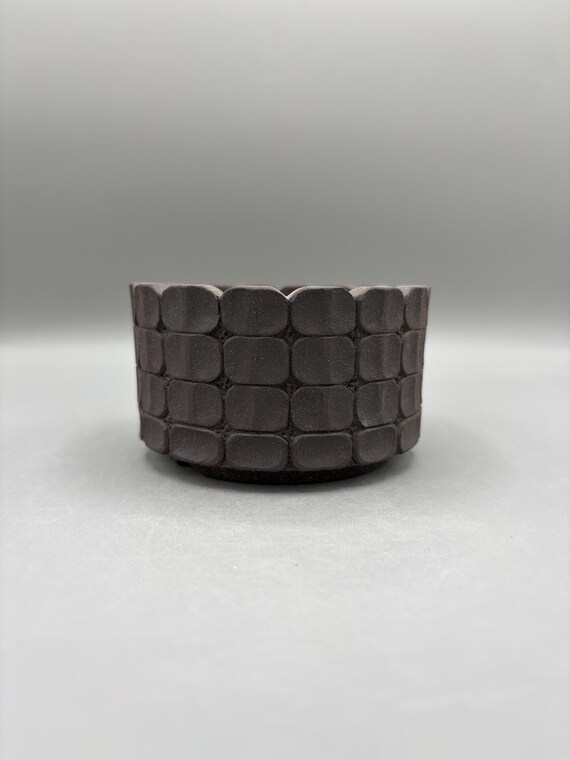 4 inch W* 2.25 inch H/ Charcoal Cobblestone Handmade Ceramic Planter | Textured Succulent & Cactus Pot