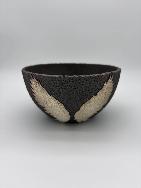 9.75 inch W* 5 inch H/ Angel Wings Ceramic Planter/ Handmade Textured Pot with Drainage/ Gothic Houseplant Planter/ Ivory Wings